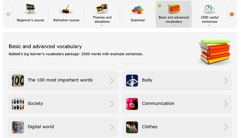 section vocabulaire babbel