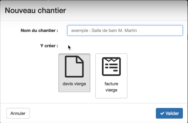 creation nouveau chantier tolteck