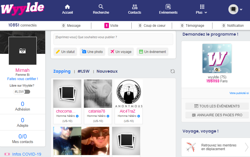 interface wyylde reseau social