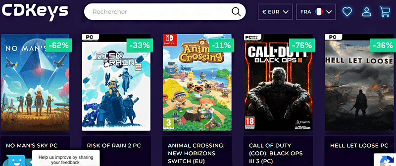 avis cdkeys catalogue produits