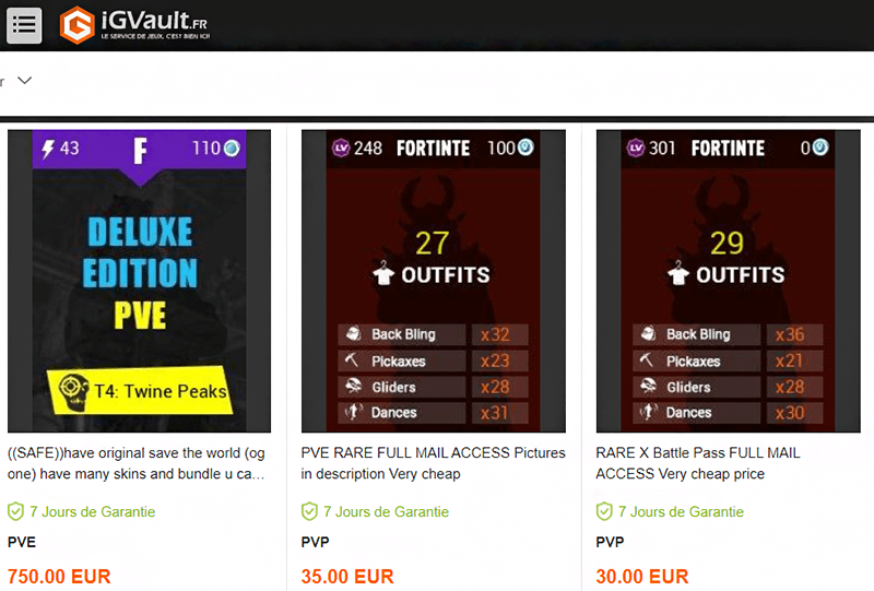 igvault vente compte jeux avis